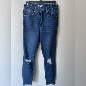 Good American Dark Blue Distressed Skinny Jeans